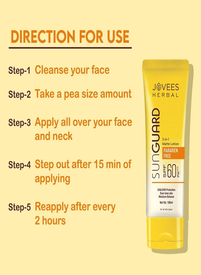 JOVEES HERBAL Sunguard Spf 60 3 In 1 Matte Lotion  100 Ml - Image 5